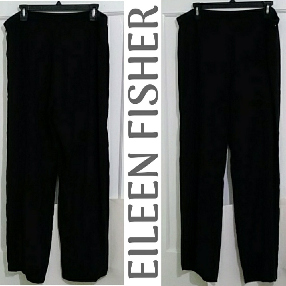 Eileen Fisher 36x30 Black Pants 100% Silk